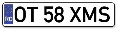 Placuta inmatriculare numar auto  OT-58-XMS, OT 58 XMS, OT58XMS