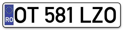 Placuta inmatriculare numar auto  OT-581-LZO, OT 581 LZO, OT581LZO