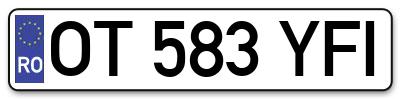 Placuta inmatriculare numar auto  OT-583-YFI, OT 583 YFI, OT583YFI