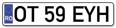 Placuta inmatriculare numar auto  OT-59-EYH, OT 59 EYH, OT59EYH