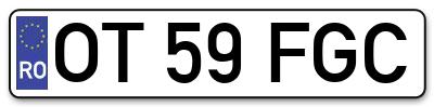 Placuta inmatriculare numar auto  OT-59-FGC, OT 59 FGC, OT59FGC