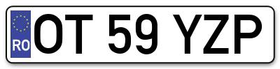Placuta inmatriculare numar auto  OT-59-YZP, OT 59 YZP, OT59YZP