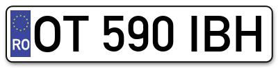 Placuta inmatriculare numar auto  OT-590-IBH, OT 590 IBH, OT590IBH