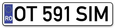 Placuta inmatriculare numar auto  OT-591-SIM, OT 591 SIM, OT591SIM