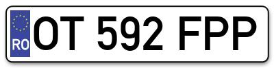 Placuta inmatriculare numar auto  OT-592-FPP, OT 592 FPP, OT592FPP