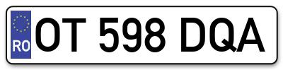 Placuta inmatriculare numar auto  OT-598-DQA, OT 598 DQA, OT598DQA