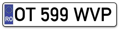 Placuta inmatriculare numar auto  OT-599-WVP, OT 599 WVP, OT599WVP