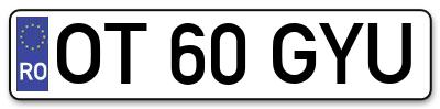 Placuta inmatriculare numar auto  OT-60-GYU, OT 60 GYU, OT60GYU