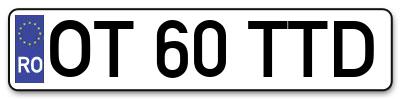 Placuta inmatriculare numar auto  OT-60-TTD, OT 60 TTD, OT60TTD
