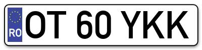 Placuta inmatriculare numar auto  OT-60-YKK, OT 60 YKK, OT60YKK