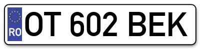 Placuta inmatriculare numar auto  OT-602-BEK, OT 602 BEK, OT602BEK