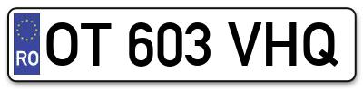 Placuta inmatriculare numar auto  OT-603-VHQ, OT 603 VHQ, OT603VHQ