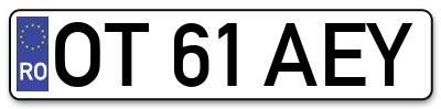 Placuta inmatriculare numar auto  OT-61-AEY, OT 61 AEY, OT61AEY