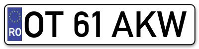 Placuta inmatriculare numar auto  OT-61-AKW, OT 61 AKW, OT61AKW