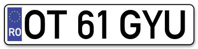 Placuta inmatriculare numar auto  OT-61-GYU, OT 61 GYU, OT61GYU