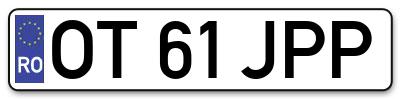 Placuta inmatriculare numar auto  OT-61-JPP, OT 61 JPP, OT61JPP