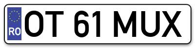 Placuta inmatriculare numar auto  OT-61-MUX, OT 61 MUX, OT61MUX