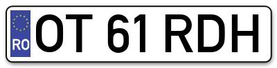 Placuta inmatriculare numar auto  OT-61-RDH, OT 61 RDH, OT61RDH