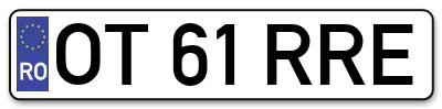 Placuta inmatriculare numar auto  OT-61-RRE, OT 61 RRE, OT61RRE