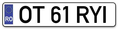 Placuta inmatriculare numar auto  OT-61-RYI, OT 61 RYI, OT61RYI