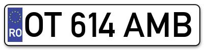 Placuta inmatriculare numar auto  OT-614-AMB, OT 614 AMB, OT614AMB