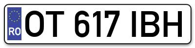 Placuta inmatriculare numar auto  OT-617-IBH, OT 617 IBH, OT617IBH