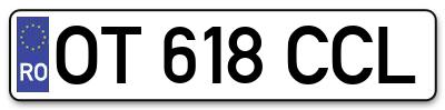 Placuta inmatriculare numar auto  OT-618-CCL, OT 618 CCL, OT618CCL
