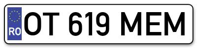 Placuta inmatriculare numar auto  OT-619-MEM, OT 619 MEM, OT619MEM
