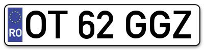 Placuta inmatriculare numar auto  OT-62-GGZ, OT 62 GGZ, OT62GGZ
