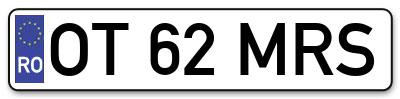 Placuta inmatriculare numar auto  OT-62-MRS, OT 62 MRS, OT62MRS