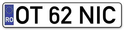 Placuta inmatriculare numar auto  OT-62-NIC, OT 62 NIC, OT62NIC
