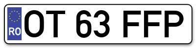 Placuta inmatriculare numar auto  OT-63-FFP, OT 63 FFP, OT63FFP