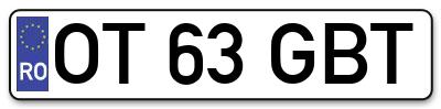 Placuta inmatriculare numar auto  OT-63-GBT, OT 63 GBT, OT63GBT
