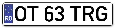 Placuta inmatriculare numar auto  OT-63-TRG, OT 63 TRG, OT63TRG