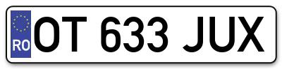 Placuta inmatriculare numar auto  OT-633-JUX, OT 633 JUX, OT633JUX