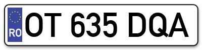 Placuta inmatriculare numar auto  OT-635-DQA, OT 635 DQA, OT635DQA