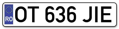 Placuta inmatriculare numar auto  OT-636-JIE, OT 636 JIE, OT636JIE
