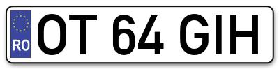 Placuta inmatriculare numar auto  OT-64-GIH, OT 64 GIH, OT64GIH