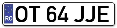 Placuta inmatriculare numar auto  OT-64-JJE, OT 64 JJE, OT64JJE