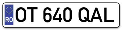 Placuta inmatriculare numar auto  OT-640-QAL, OT 640 QAL, OT640QAL