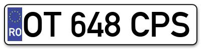 Placuta inmatriculare numar auto  OT-648-CPS, OT 648 CPS, OT648CPS