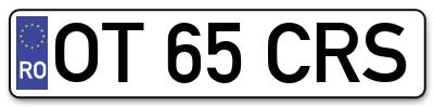Placuta inmatriculare numar auto  OT-65-CRS, OT 65 CRS, OT65CRS