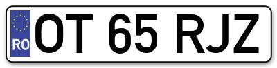Placuta inmatriculare numar auto  OT-65-RJZ, OT 65 RJZ, OT65RJZ