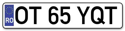 Placuta inmatriculare numar auto  OT-65-YQT, OT 65 YQT, OT65YQT