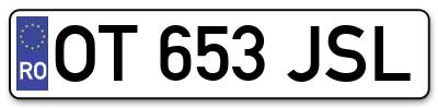 Placuta inmatriculare numar auto  OT-653-JSL, OT 653 JSL, OT653JSL
