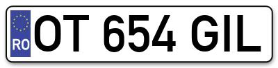 Placuta inmatriculare numar auto  OT-654-GIL, OT 654 GIL, OT654GIL
