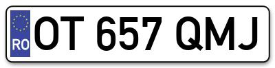 Placuta inmatriculare numar auto  OT-657-QMJ, OT 657 QMJ, OT657QMJ