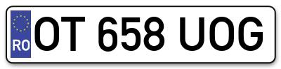 Placuta inmatriculare numar auto  OT-658-UOG, OT 658 UOG, OT658UOG