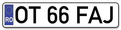 Placuta inmatriculare numar auto  OT-66-FAJ, OT 66 FAJ, OT66FAJ