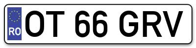 Placuta inmatriculare numar auto  OT-66-GRV, OT 66 GRV, OT66GRV